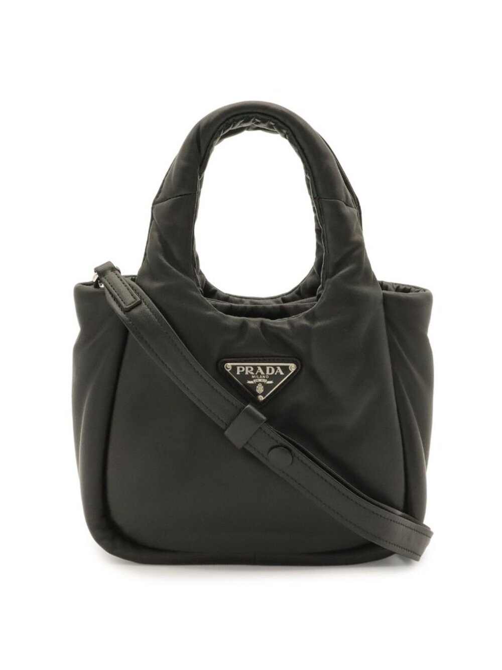 Prada Mini Bag 2-Way Crossbody Nappa Leather Nero Black Silver